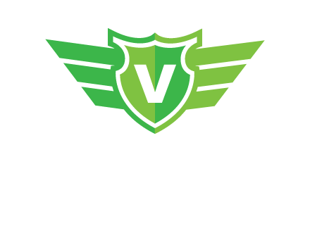 Letter V in shield and wings logo