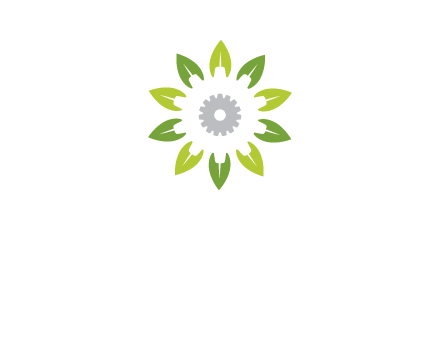 abstract leaves flower with gear logo