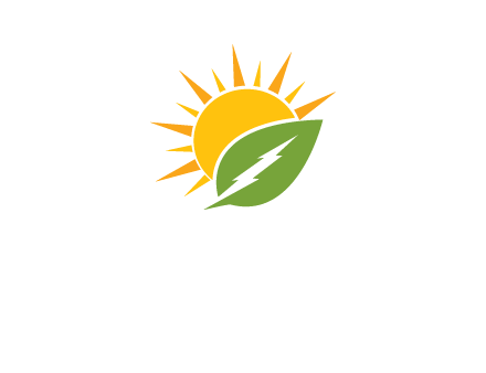 bolt leaf with sun logo