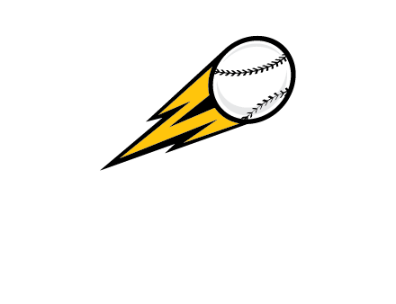 flying softball ball and lightning sports logo