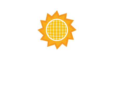 sun and solar panel logo