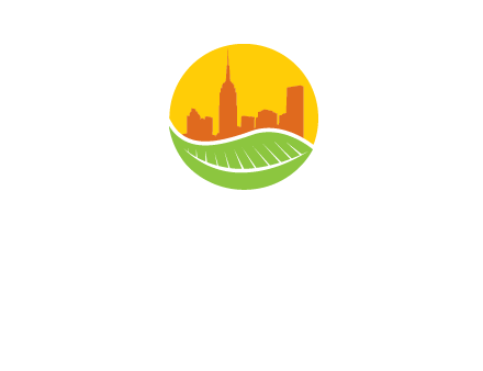 skyline building on leaf logo