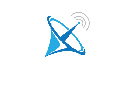 satellite dish with signals communication logo