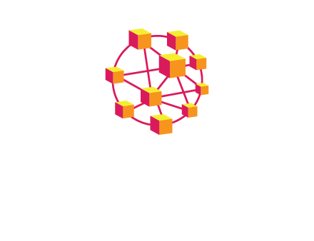 cubes and lines sphere communication logo