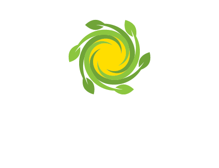 leaves around sun logo