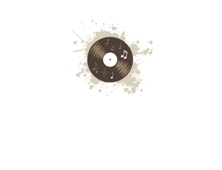 disc with music notes and splatter logo