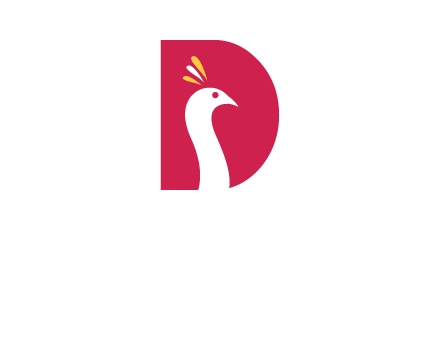 peacock face in letter D logo