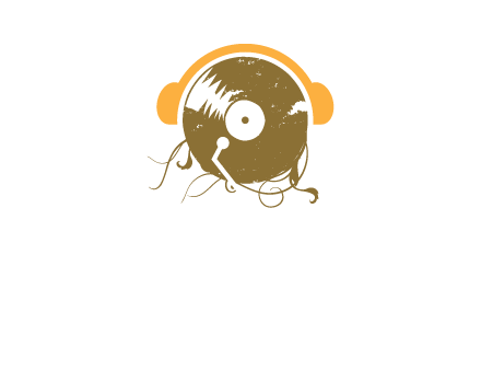 disc with headphones music logo