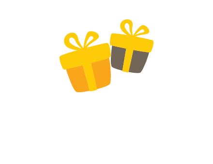 two gift box with ribbon logo