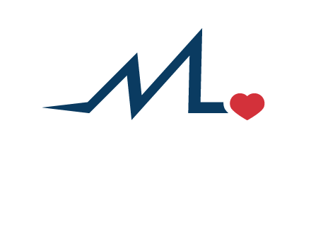 letter m heart beat logo