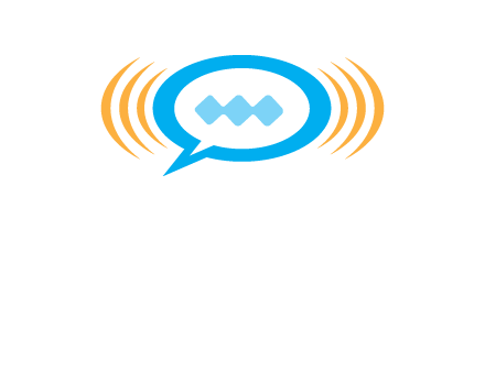 chat bubble in centre of waves logo