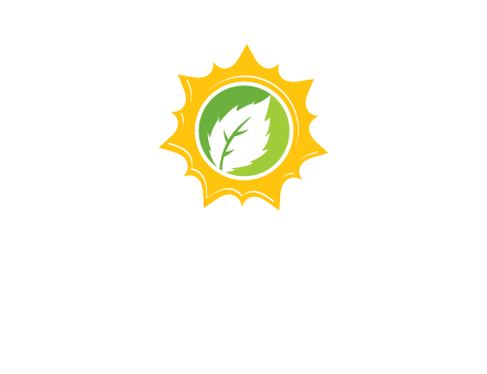 leaf in centre of sun logo