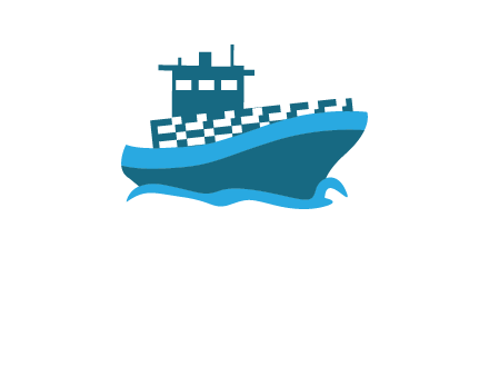 ship with deckhouse and waves shipping logo