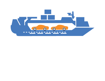 cars in ship transport logo