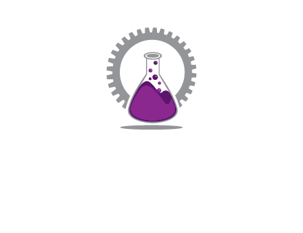 chemical flask and gear engineering logo