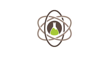 chemical flask and electron field research logo