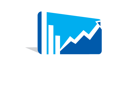 progressive bar and line graph rectangle finance logo