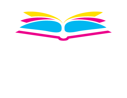 horizontal colorful open book printing logo