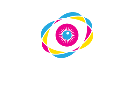 colorful abstract oval eye in center printing logo