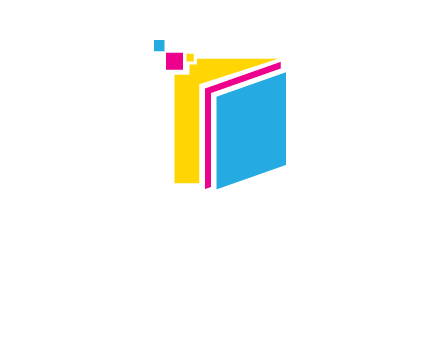 pixels on colorful papers printing logo