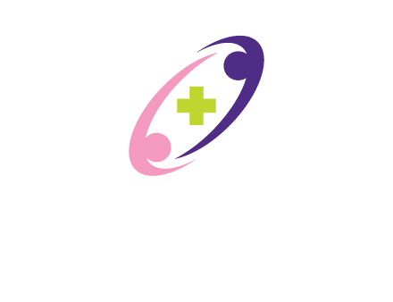 swoosh people around plus healthcare logo