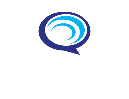 swoosh in speech bubble communication logo