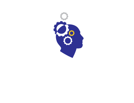 gears and human head engineering logo