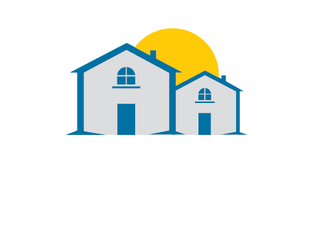 sun and houses real estate logo