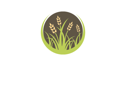 wheat stalks and grass in circle agriculture logo