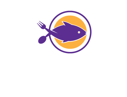 spoon fork and fish in circle restaurant logo