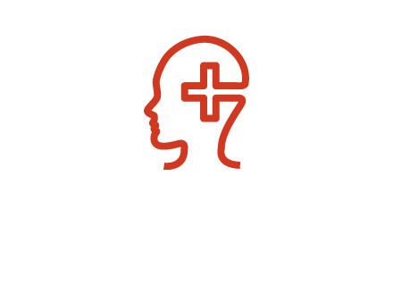 cross inside human head medical logo