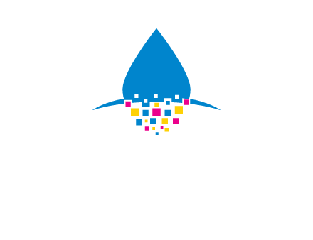 drop and pixels printing logo