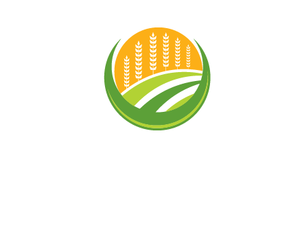 wheat stalks and field in circle agriculture logo