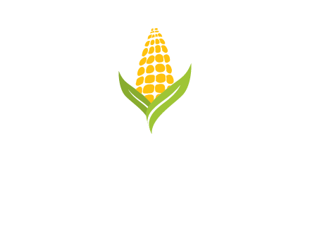 corn on the cob with leaves agriculture logo