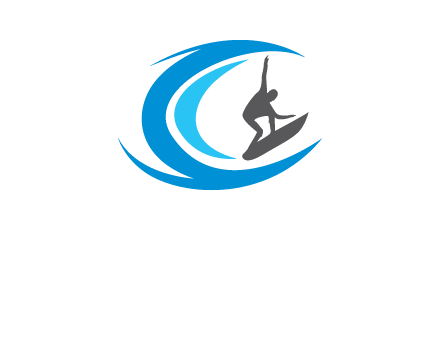 man surfing big waves logo