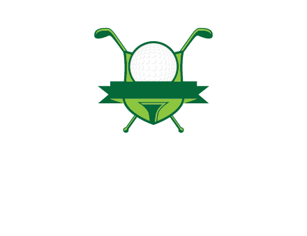 golf ball on tee in front of crossed golf clubs monogram