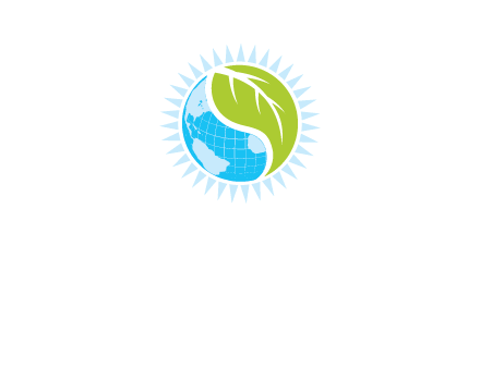 leaf and world half in circle agriculture logo