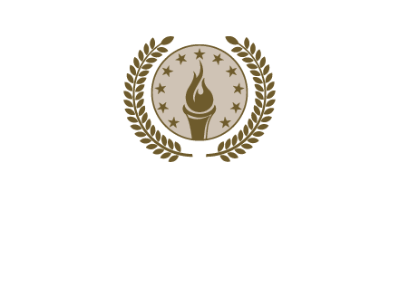 torch badge with leaves around finance logo