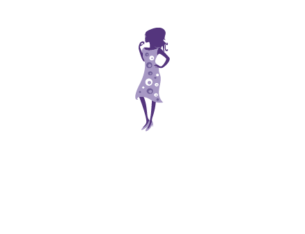 woman in a purple sleeveless dress logo