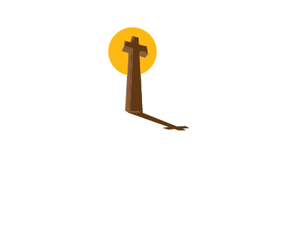 religious logo with the sun behind the cross forming a shadow