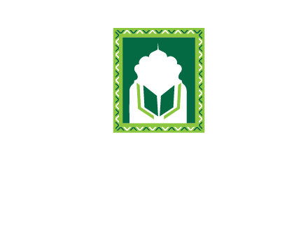 Islamic logo showcasing the Holy Quran and the outline of a mosque