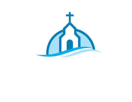 church logo with the moon and waves