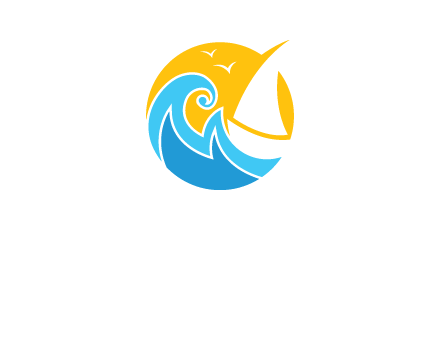 sail boat on a rough sea logo