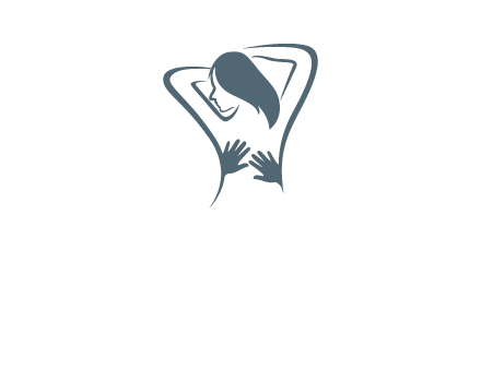 massage therapy logo with hands on a woman's back