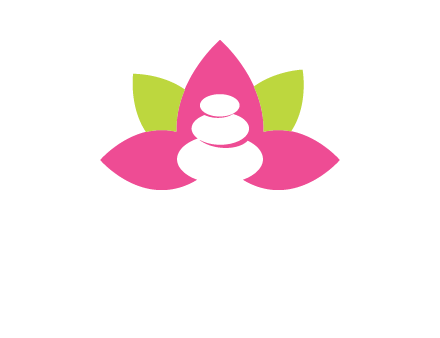 spa logo with hot stones inside leaves or lotus