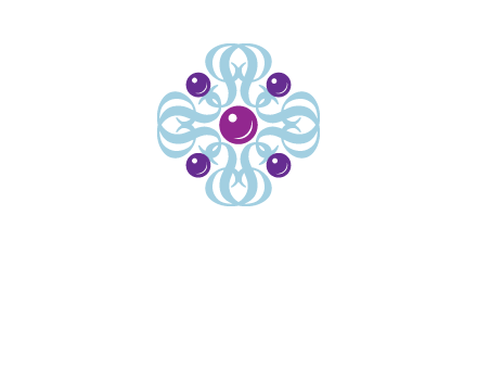 aquatic logo with purple pearls and