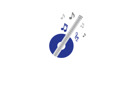 banjo or guitar logo with music notes