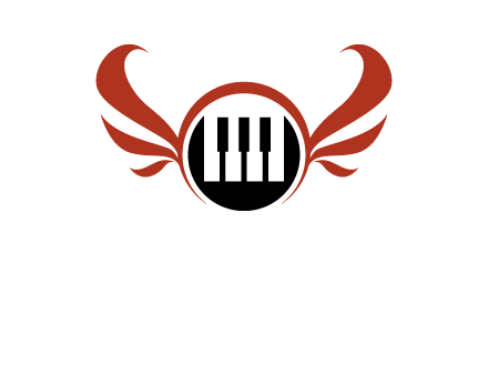 piano keys in a circle with wings logo