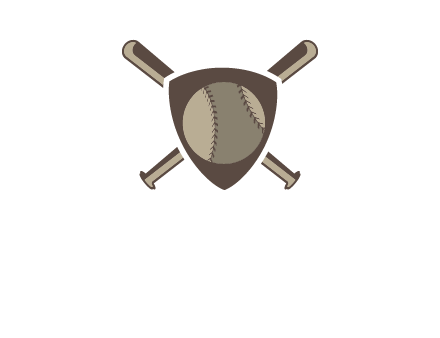 baseball bats behind a shield with a baseball