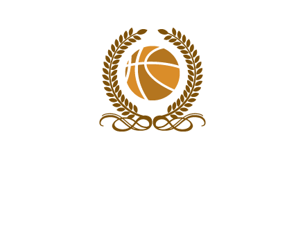 basketball inside a wreath logo